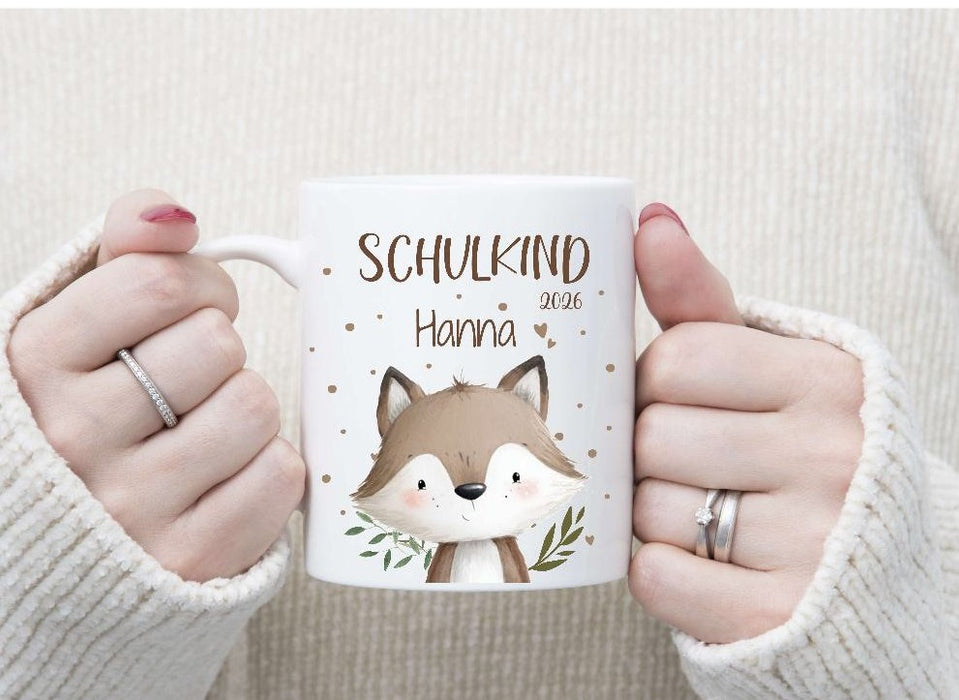 Einschulungstasse Reh mit Name Personalisierte Schulkind Tasse Mädchen - CreativMade