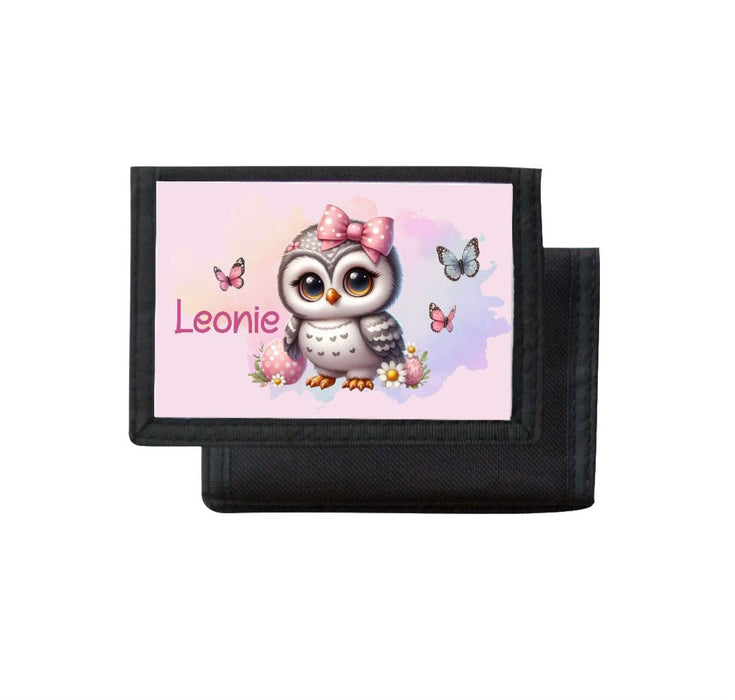 Kinder Geldbeutel personalisiert Eule – Geldbörse mit Namen Klettverschluss Porte­mon­naie - CreativMade