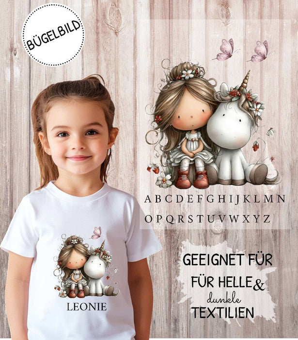 Bügelbild Kinder Einhorn Weihnachten Textilaufbügler DIY Projekt Applikation hochwertiger DTF Ausdruck XL - CreativMade 