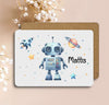 Kinder Tischset personalisiert mit Namen Roboter - abwischbar und rutschfest Platzdeckchen Platzset Tischunterlage - personalisierte Tasse Emaille & Keramik - CreativMade 