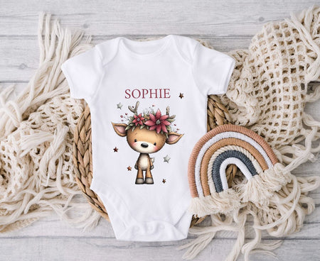 Bügelbild Kinder Reh Weihnachten Textilaufbügler DIY Projekt Applikation hochwertiger DTF Ausdruck XL - CreativMade 