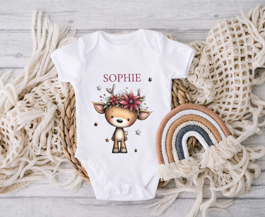 Bügelbild Kinder Reh Weihnachten Textilaufbügler DIY Projekt Applikation hochwertiger DTF Ausdruck XL - CreativMade 