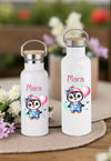 Personalisierte Kinder Trinkflasche mit Namen Pinguin – Edelstahl Thermosflasche auslaufsicher für Kindergarten & Schule - CreativMade