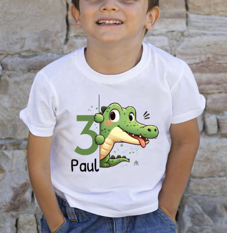 Kinder Geburtstagshirt personalisiert mit Namen Krokodil Jungen erster Geburtstag Kinder T-Shirt Geburtstag - CreativMade