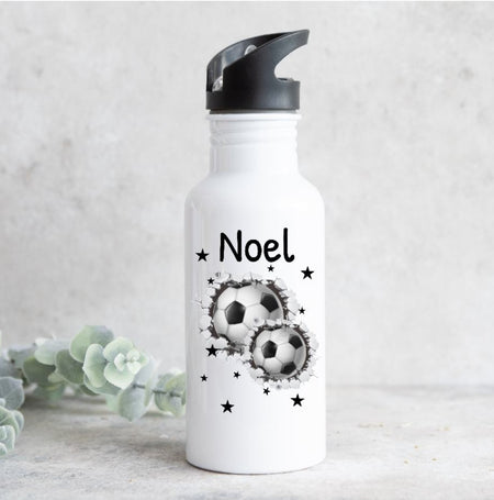 Set Brotdose und Trinkflasche personalisiert mit Namen Fußball Edelstahl 500ml Lunchbox Jungen - CreativMade