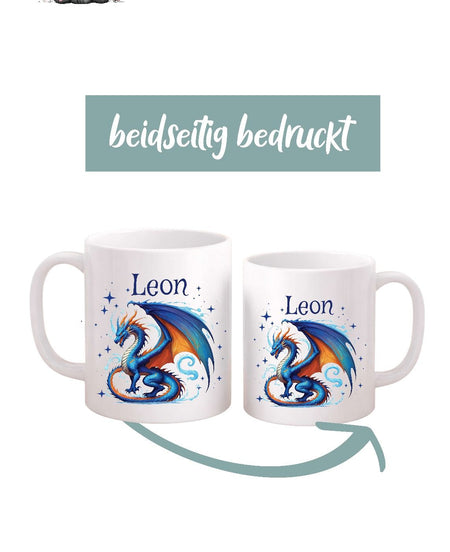 Kindertasse personalisiert mit Namen | Drache Jungen | Kunststoffbecher für Kindergarten, Kita & Schule - CreativMade