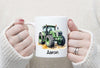 Kinder Tischset personalisiert mit Namen Traktor - abwischbar und rutschfest Platzdeckchen Platzset Tischunterlage - personalisierte Tasse Emaille & Keramik - CreativMade 