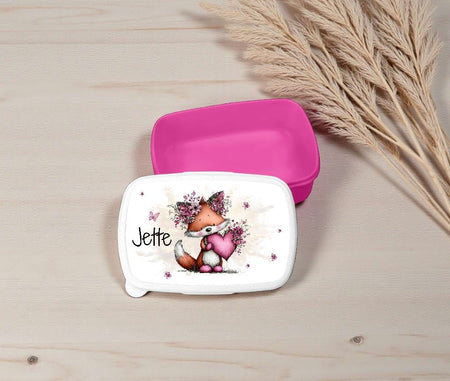 Brotdose & Trinkflasche personalisiert - Fuchs - Kinder Set mit Namen Edelstahl Trinkflasche - CreativMade 