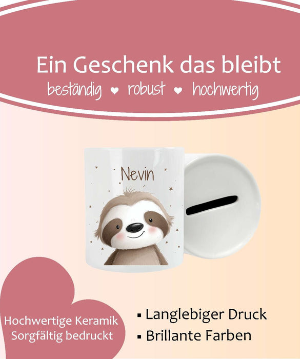 Personalisierte Kinderspardose mit Namen Eule – Keramik Spardose zur Einschulung, Geburt oder Taufe - CreativMade