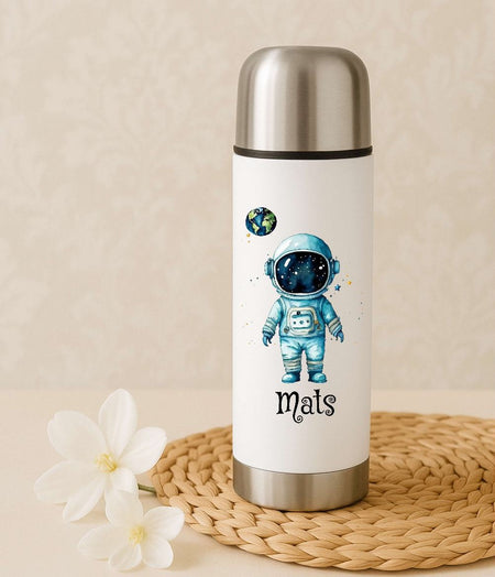 Thermoskanne personalisiert mit Namen Astronaut Rakete Edelstahl Isolierflasche Thermoflasche Geschenkidee - CreativMade 