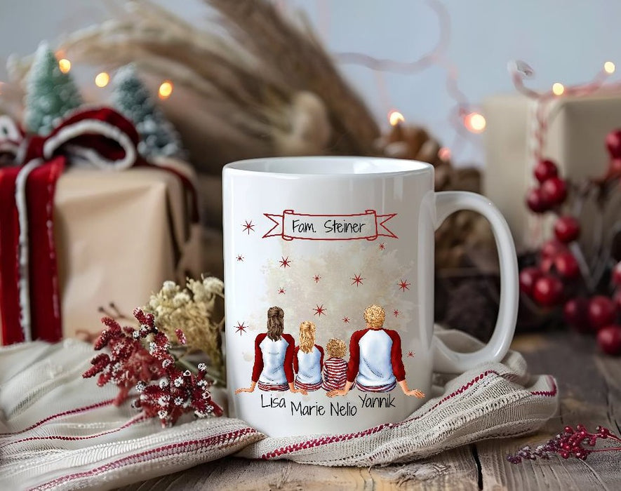 Tasse Personalisierte Weihnachtstasse Familie & Freunde – Keramik mit Namen Weihnachtsgeschenk - CreativMade 