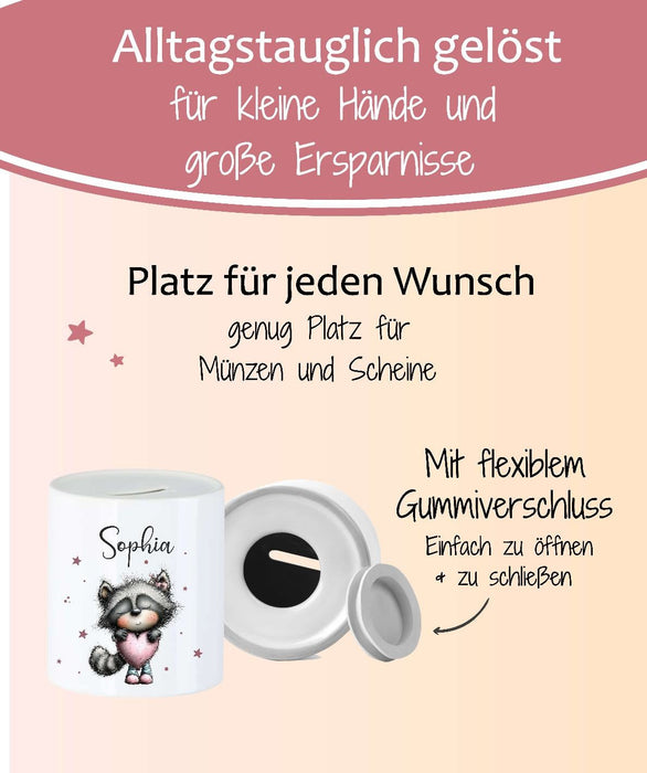 Personalisierte Kinderspardose mit Namen Einhorn – Keramik Spardose zur Einschulung, Geburt oder Taufe - CreativMade