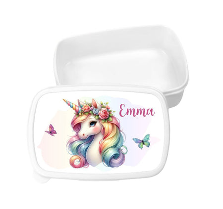 Set Brotdose und Trinkflasche personalisiert mit Namen Einhorn Edelstahl 500ml Lunchbox Mädchen - CreativMade