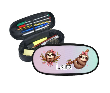 Federmäppchen Kinder mit Namen Faultier – personalisiertes Stifteetui/Stiftebox Schule Geschenk Einschulung - CreativMade