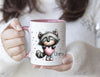 Kindertasse personalisiert mit Namen Waschbär Mädchen Emaille Keramik Kunststoff Geschenk - CreativMade 