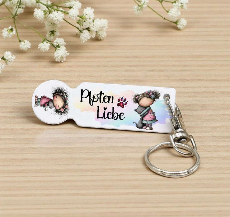 Einkaufswagenlöser personalisiert mit Namen Pfotenliebe Einkaufchip Wagenlöser Metall Schlüsselanhänger