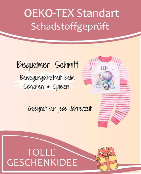 Kinder Schlafanzug mit Namen Einhorn – Personalisierter Pyjama für Babys Mädchen - CreativMade