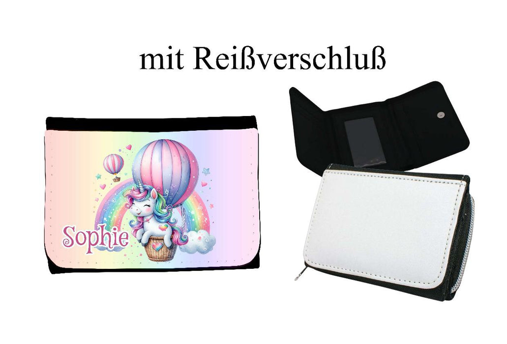 Kinder Geldbeutel personalisiert Einhorn – Geldbörse mit Namen Klettverschluss oder Reißverschluss Porte­mon­naie - CreativMade
