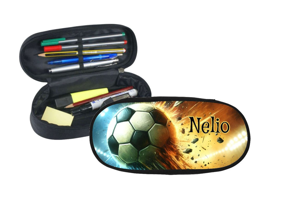 Personalisiertes Federmäppchen mit Namen Fußball Stifte-Etui Federtasche Federmappe für Erwachsene & Kinder - CreativMade