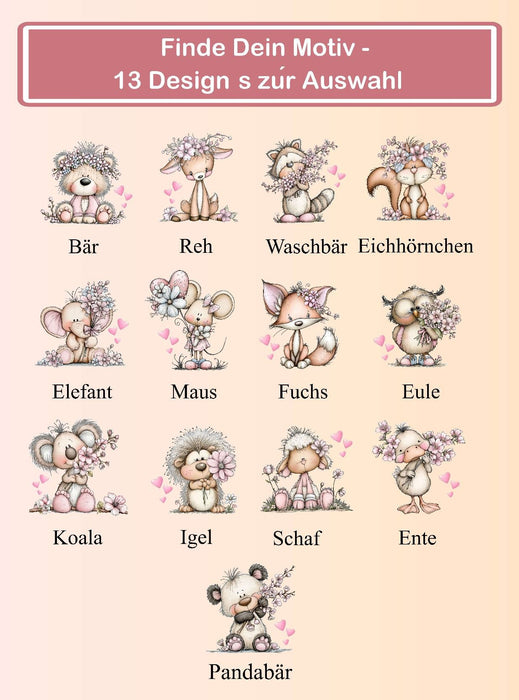 Kinder Spardose mit Name Tier-Motiv – Personalisierte Spardose für Kinder Keramik mit Bambusdeckel