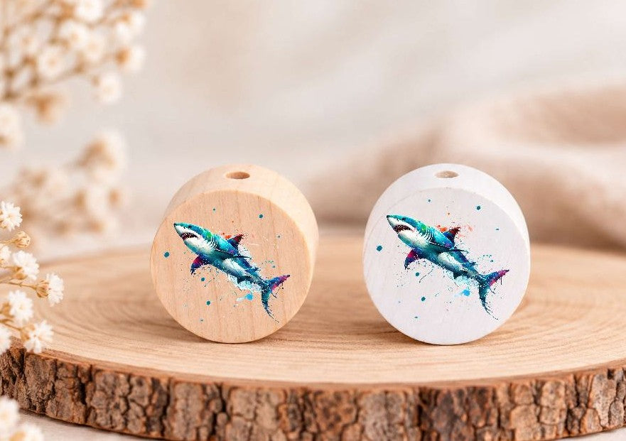 Milchzahndose Hai Holz mit Motivscheibe | DIY & Kreativbedarf 6 x 4cm Zahndose | CreativMade .