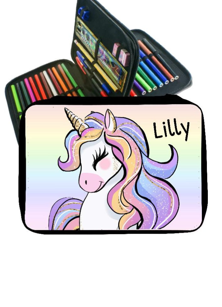 Personalisierter Rucksack mit Geburtsblumenmuster, Federmäppchen und