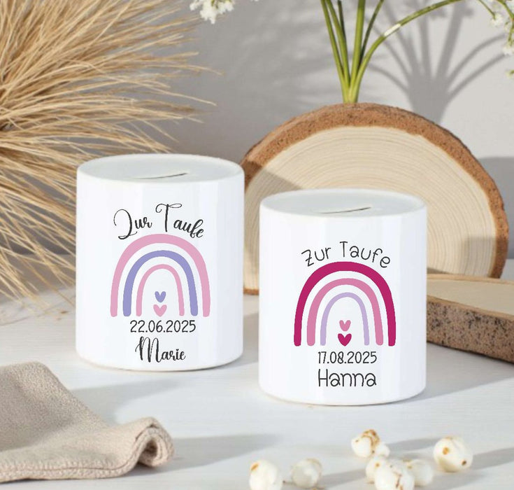 Personalisierte Taufspardose aus Keramik – Spardose zur Taufe mit Namen - CreativMade