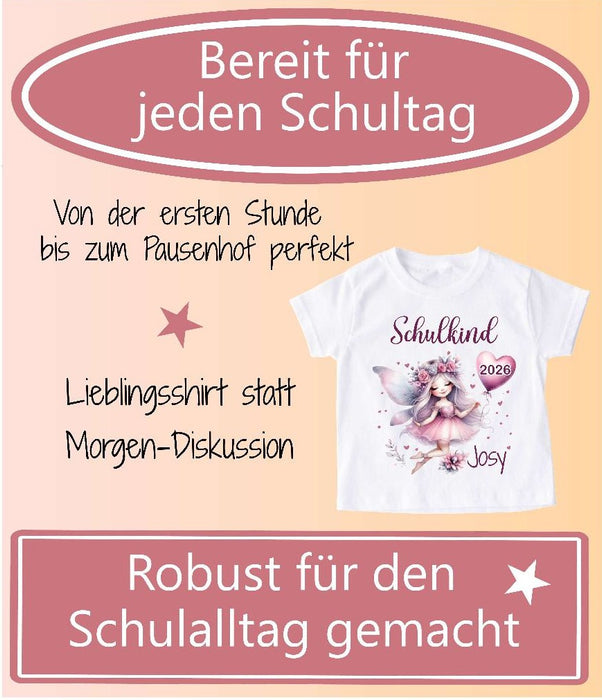Einschulungsshirt Mädchen mit Name – Schulkind Fee personalisiert | CreativMade .