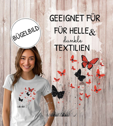 Bügelbild Schmetterling Erwachsene Aufbügelmotiv Textilaufbügler für Kleidung & Stoffe DIY Transferbild & Geschenkidee Damen - CreativMade