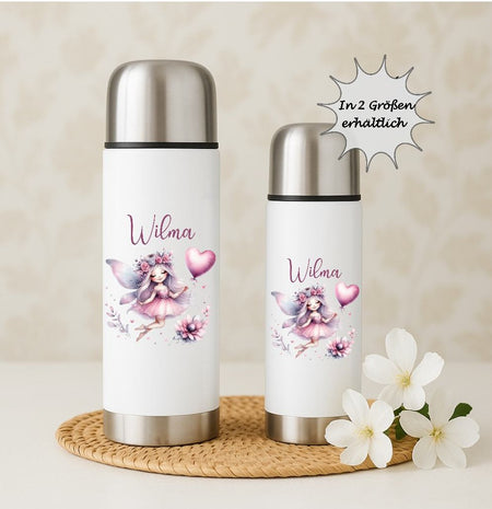 Personalisierte Thermoskanne Fee aus Edelstahl für Kinder mit Namen, für Schule &  Kindergarten - CreativMade 