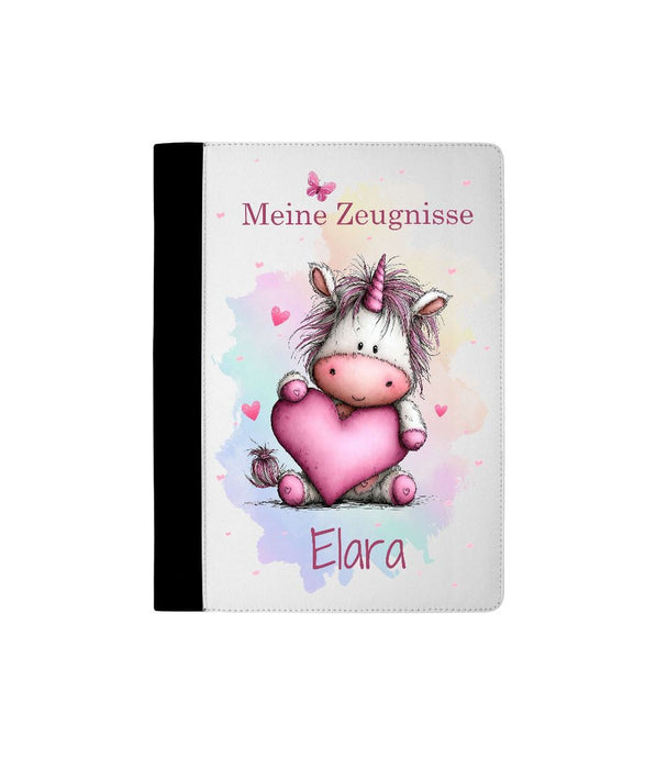 Personalisierte Zeugnismappe mit Namen Einhorn Mädchen – Mappe für Schulzeugnisse A4 | Geschenk zur Einschulung Jungen Mädchen - CreativMade 