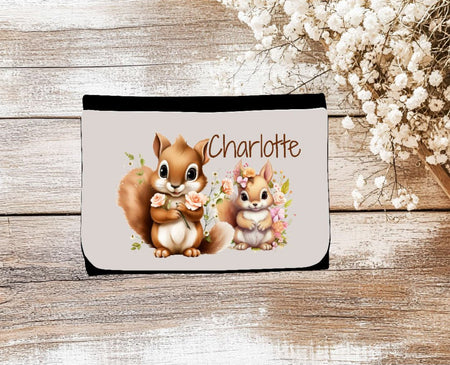 Kinder Geldbeutel personalisiert Eichhörnchen – Geldbörse mit Namen Klettverschluss oder Reißverschluss Porte­mon­naie - CreativMade