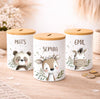 Kinder Spardose mit Name Löwe – Personalisierte Spardose für Kinder Keramik mit Bambusdeckel für Jungen oder Mädchen Waldtiere Safari Tiere Zootiere - CreativMade