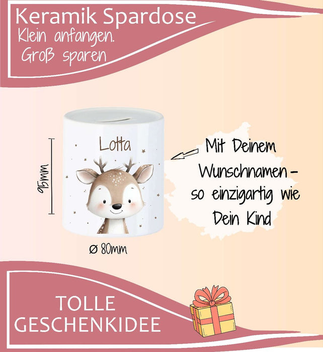 Personalisierte Kinderspardose mit Namen Eule – Keramik Spardose zur Einschulung, Geburt oder Taufe - CreativMade