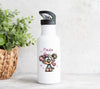 Personalisiertes Kinder Trinkflaschen- & Tassen-Set mit Namen Bär – Edelstahl Trinkflasche 500 ml für Schule & Kindergarten - CreativMade