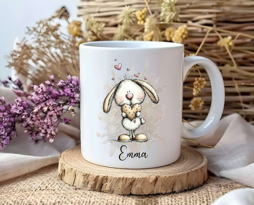 Personalisiertes Kinder Trinkflaschen- & Tassen-Set mit Namen Hase – Edelstahl Trinkflasche 500 ml für Schule & Kindergarten - CreativMade