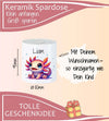 Personalisierte Kinderspardose mit Namen Axolotl - Keramik Spardose zur Einschulung, Geburt oder Taufe - CreativMade