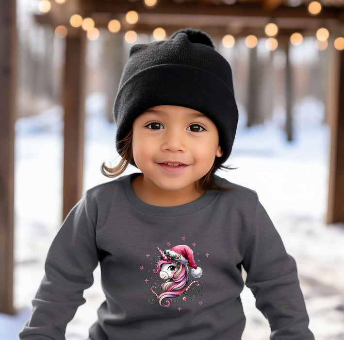 Bügelbilder für Kinder Einhorn mit Mütze – Weihnachtsmotive, Wintermotive & Herbstmotive zum Aufbügeln – DIY Textilaufbügler für Kleidung & Geschenke - CreativMade