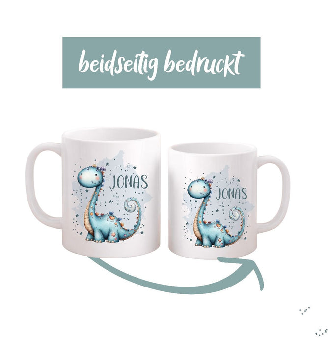 Kindertasse personalisiert mit Namen | Dinosaurier Jungen | Kunststoffbecher für Kindergarten, Kita & Schule | CreativMade .