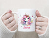Kinder Tischset personalisiert mit Namen Einhorn - abwischbar und rutschfest Platzdeckchen Platzset Tischunterlage - personalisierte Tasse Emaille & Keramik - CreativMade 