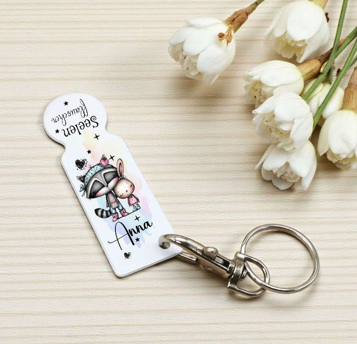 Einkaufswagenlöser personalisiert mit Namen Waschbär Spruch Einkaufchip Wagenlöser Metall Schlüsselanhänger