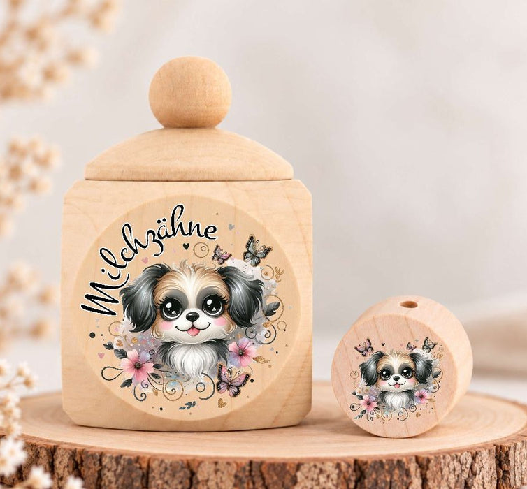 Milchzahndose Hund Holz mit Motivscheibe | DIY & Kreativbedarf 6 x 4cm Zahndose | CreativMade .