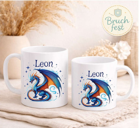 Kindertasse personalisiert mit Namen | Drache Jungen | Kunststoffbecher für Kindergarten, Kita & Schule - CreativMade