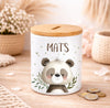 Kinder Spardose mit Name Löwe – Personalisierte Spardose für Kinder Keramik mit Bambusdeckel für Jungen oder Mädchen Waldtiere Safari Tiere Zootiere - CreativMade