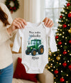 Mein erstes Weihnachten Baby-Body Traktor Jungen – personalisiert Weihnachtsoutfit aus Baumwolle (0–18 Monate) Strampler - CreativMade 