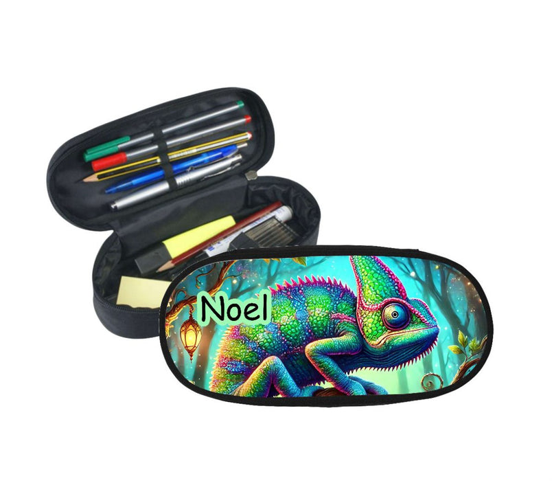 Personalisiertes Federmäppchen Chamäleon Stifte Etui mit Namen Stifte-Mäppchen Federmappe Federtasche Erwachsene & Kinder - CreativMade