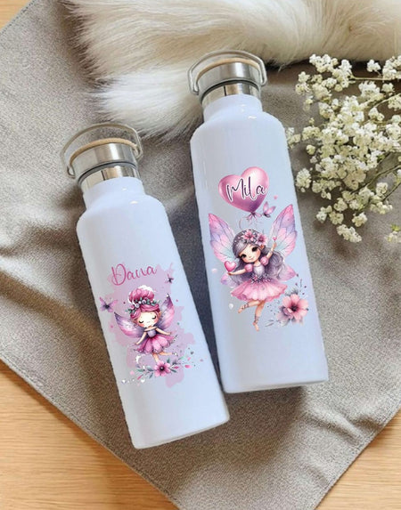 Personalisierte Kinder Trinkflasche mit Namen Fee – Edelstahl Thermosflasche auslaufsicher für Kindergarten & Schule - CreativMade