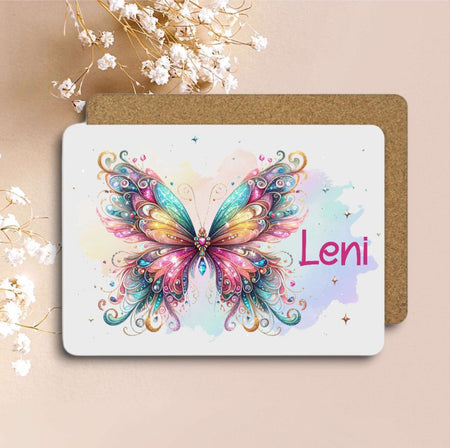 Tischset Kinder Schmetterling personalisiert mit Name Mädchen Platzdeckchen Platzset - CreativMade