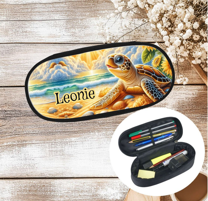 Personalisiertes Federmäppchen Schildkröte Stifte Etui mit Namen Stifte-Mäppchen Federmappe Federtasche Erwachsene & für Kinder - CreativMade