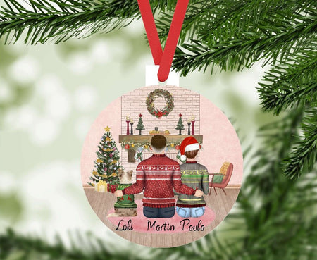 Personalisierter Christbaumschmuck mit Namen & Figuren – individueller Weihnachtsbaumanhänger für Familie, Paare & Freunde. Perfektes Weihnachtsgeschenk mit Hund - CreativMade